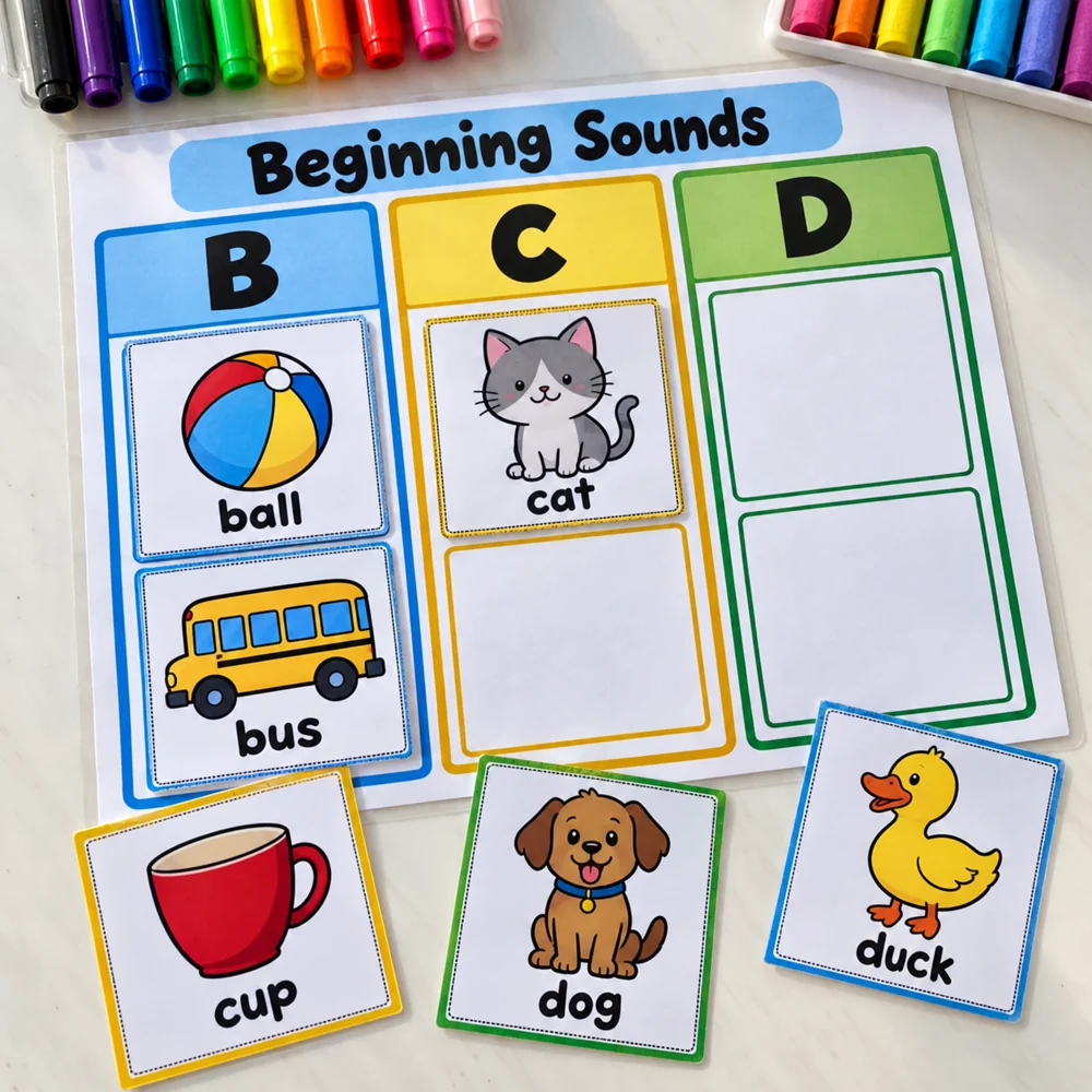 Beginning sounds activity included in the kit
