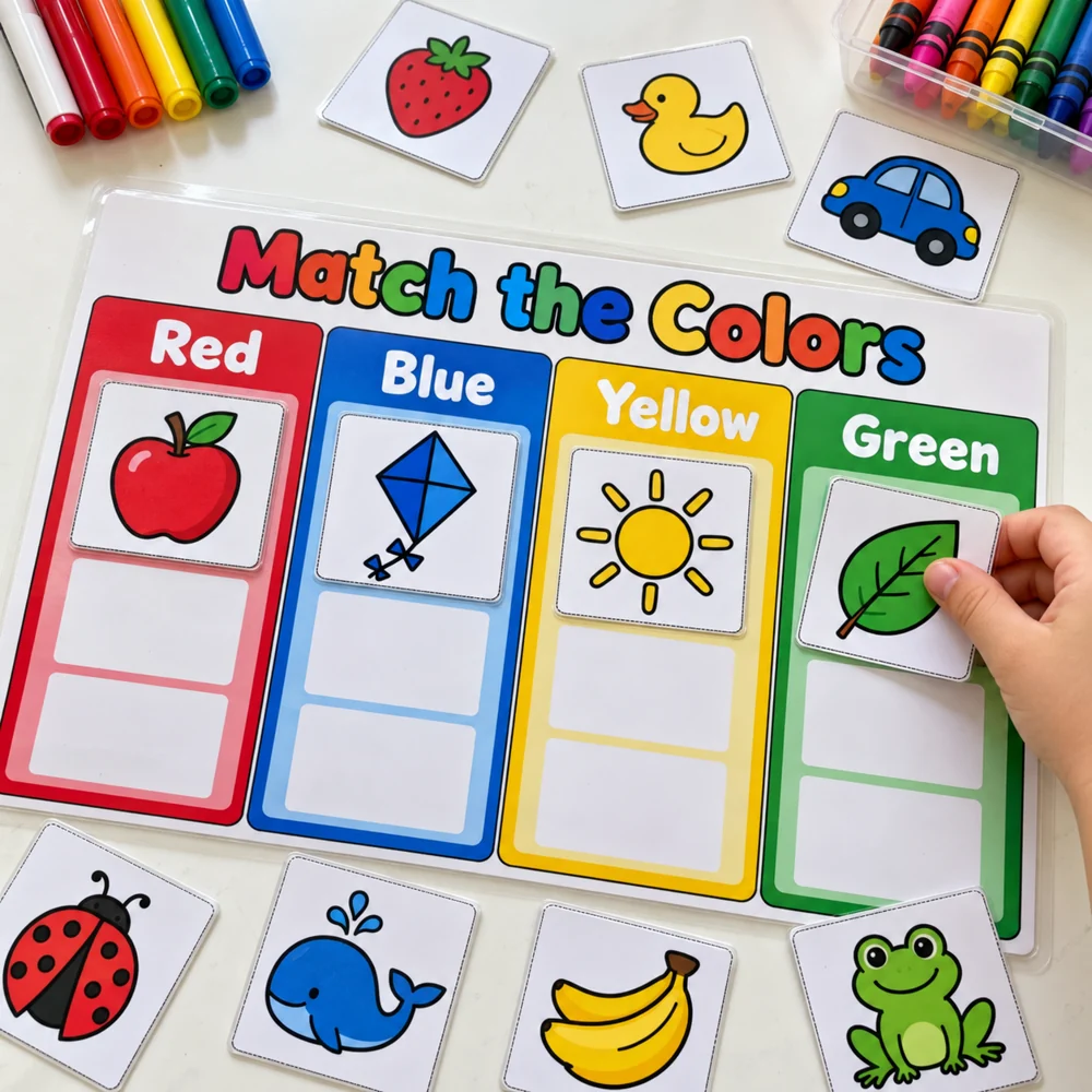 Color matching activity included in the kit