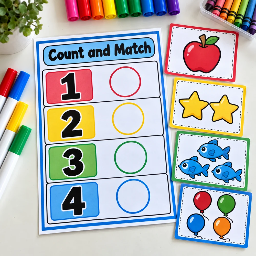 Counting and matching activity included in the kit